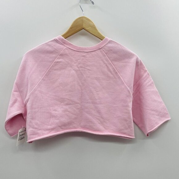 BP Womens Small Organic Cotton Crop Sweatshirt Pink Flower Embroidered 1699 - Picture 4 of 7